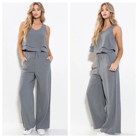 29 Linen Sleeveless Top and Pants Set - Picture 5 of 7